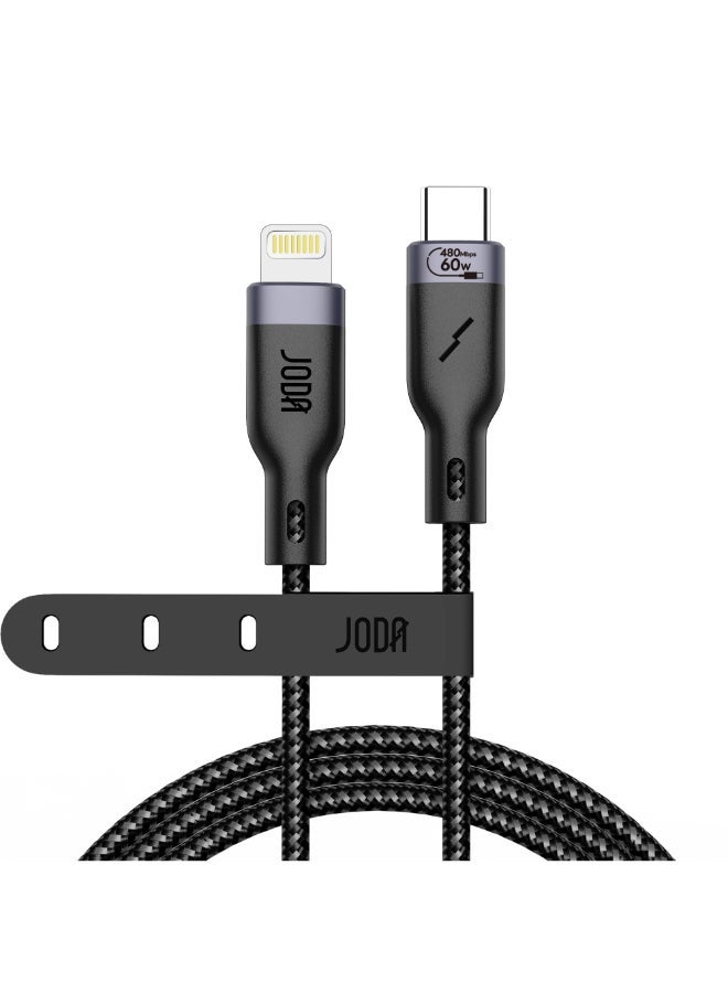 جودا كيبل C to L 60W نايلون مجدول 2 متر  أسود  – 🔌 شحن سريع 60 واط ⚡ – ، كابل شحن سريع 60 واط ⚡، كابل نايلون مجدول 💪، شحن سريع آمن 🛡️، كابل شحن للأجهزة الذكية 📱، شاحن متين 🔧، كابل شحن طويل العمر 🔋، شاحن جودا 🖤، شاحن كيبل سي 🔌، شحن فائق السرعة ⚡، كابل 2 متر 📏، شاحن للأيفون والاندرويد 📱🔋، كابل شحن قوي ومرن 💯. - Image 1