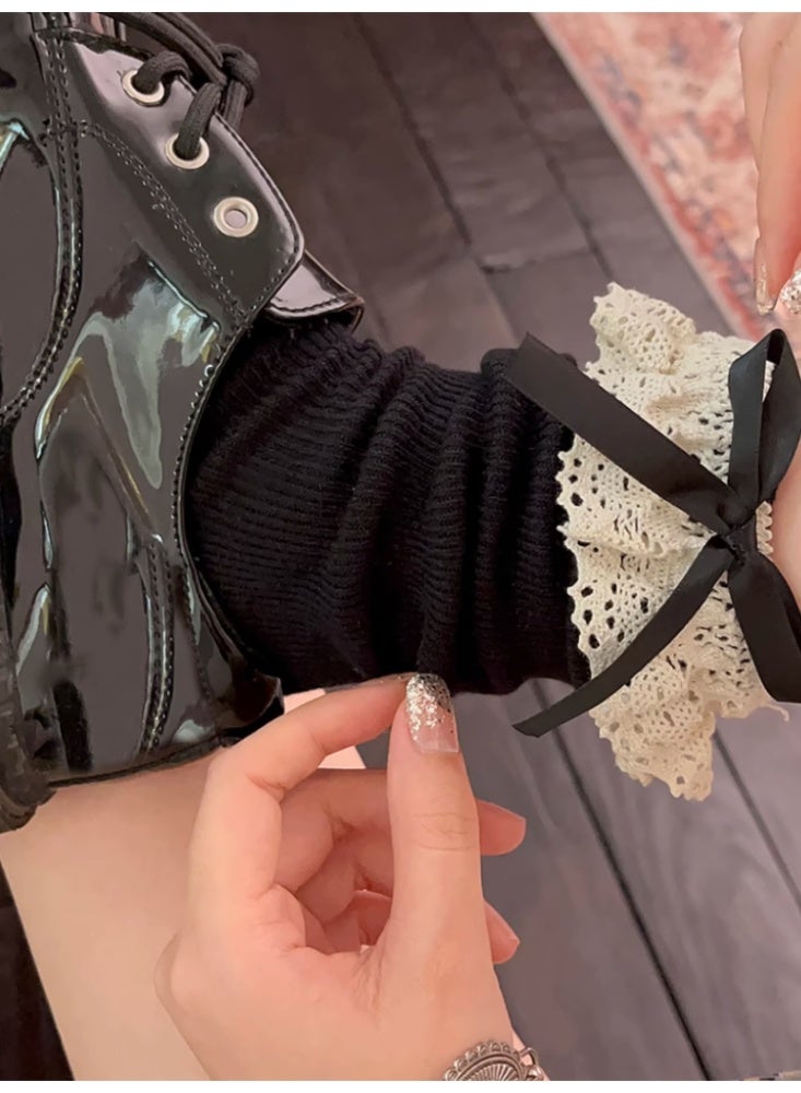 Socks Lace Cotton Ballet Style 2 Pairs of Black - Image 4