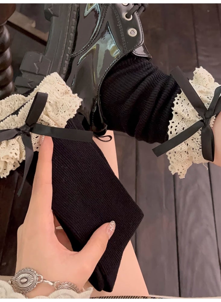 Socks Lace Cotton Ballet Style 2 Pairs of Black - Image 5