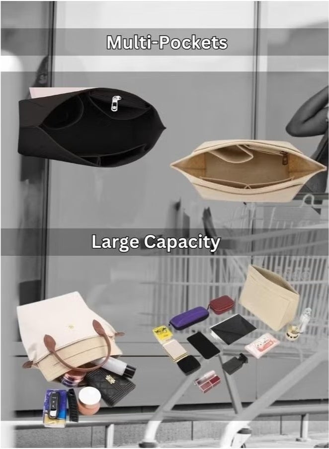 منظم داخلي لحقيبة اليد منظم حقيبة اللباد منظم المحفظة منظم حقيبة اليد لحقيبة اليد السريعة، حقيبة اليد الكبيرة، حقيبة اليد - Image 2