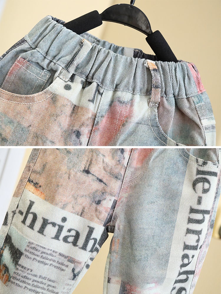 7586 Children'S Spring Casual Pants Boys Korean Pants Sports Pants Small And Medium-Sized Children'S Puppy Handsome Straight Pants - Image 4