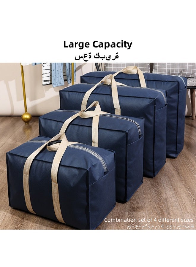 SHABILI 4PCS Large-Capacity Foldable Storage Bags with Zipper and Reinforced Handles – Non-Woven Closet Organizers for Clothing, Jeans, Bras, Leggings, Sweaters, Moving & Home Use (Dark Blue)  - Image 5