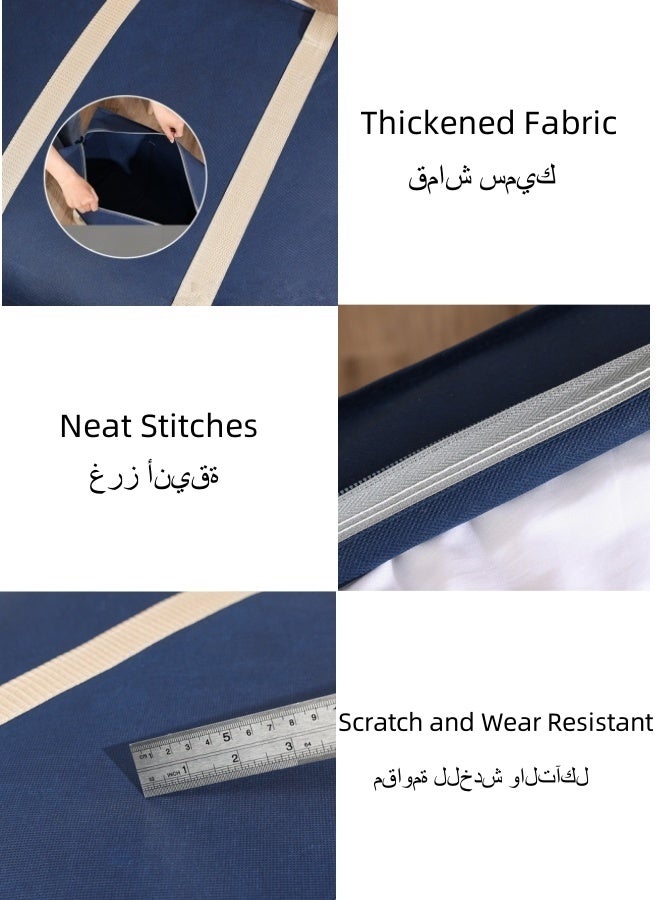SHABILI 4PCS Large-Capacity Foldable Storage Bags with Zipper and Reinforced Handles – Non-Woven Closet Organizers for Clothing, Jeans, Bras, Leggings, Sweaters, Moving & Home Use (Dark Blue)  - Image 2