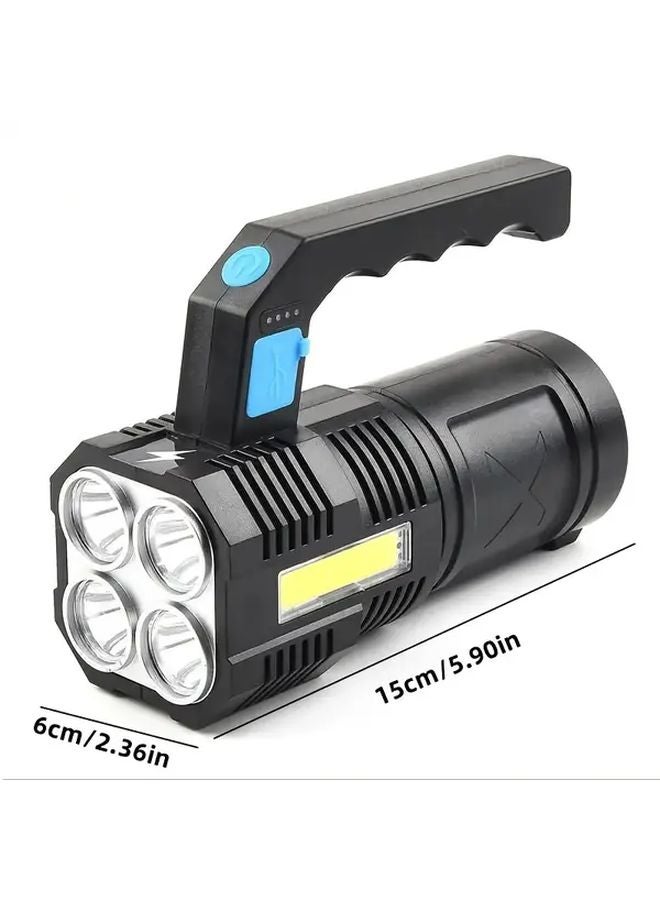 High Power LED Flashlight USB Rechargeable Ultra Bright Black Camping Torch - Image 5