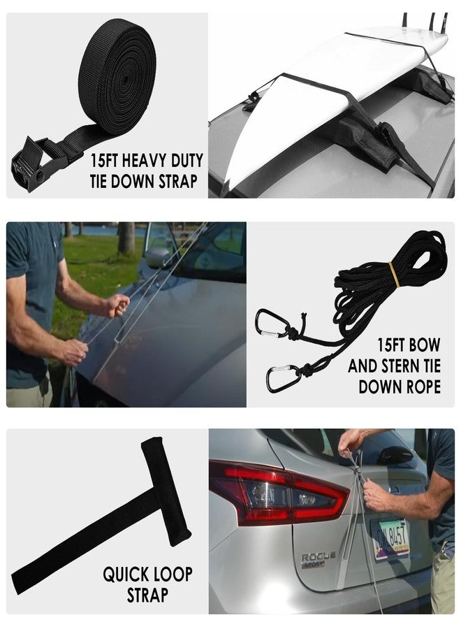 Socpuro Soft Roof Rack Pads for Kayak Surfboard SUP Canoe, Universal Car Roof Rack System with Tie Down Straps - Image 5