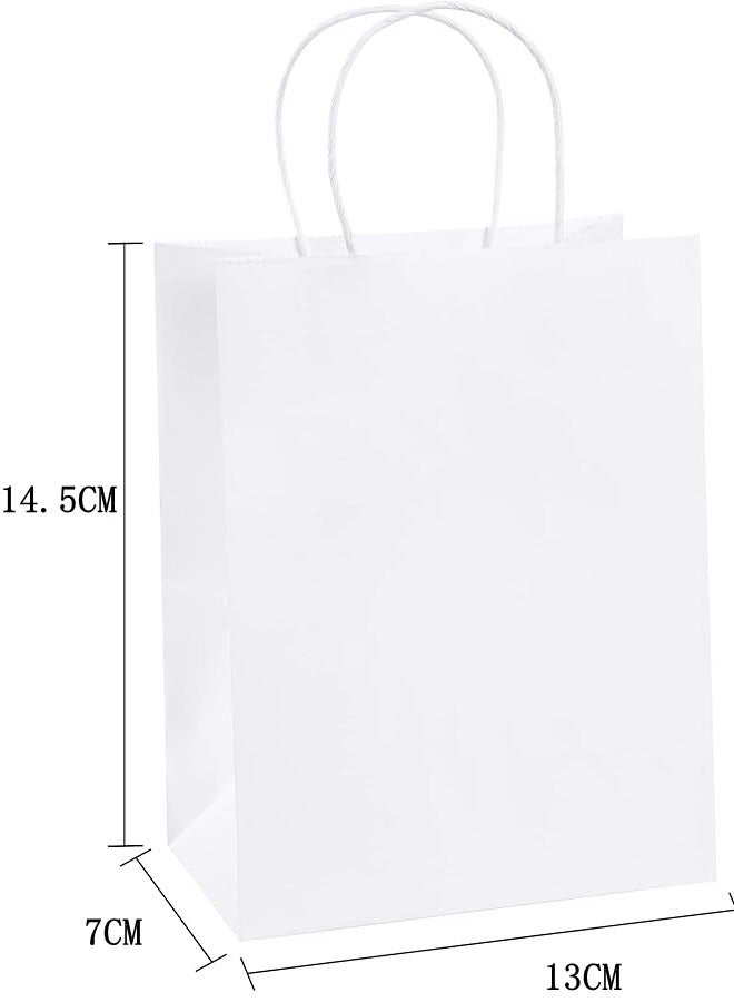 [24 bags] Kraft paper bag with handle, 13x7x14.5cm white gift bag, used for birthday parties, weddings, merchandise, candies, baby showers. - Image 1