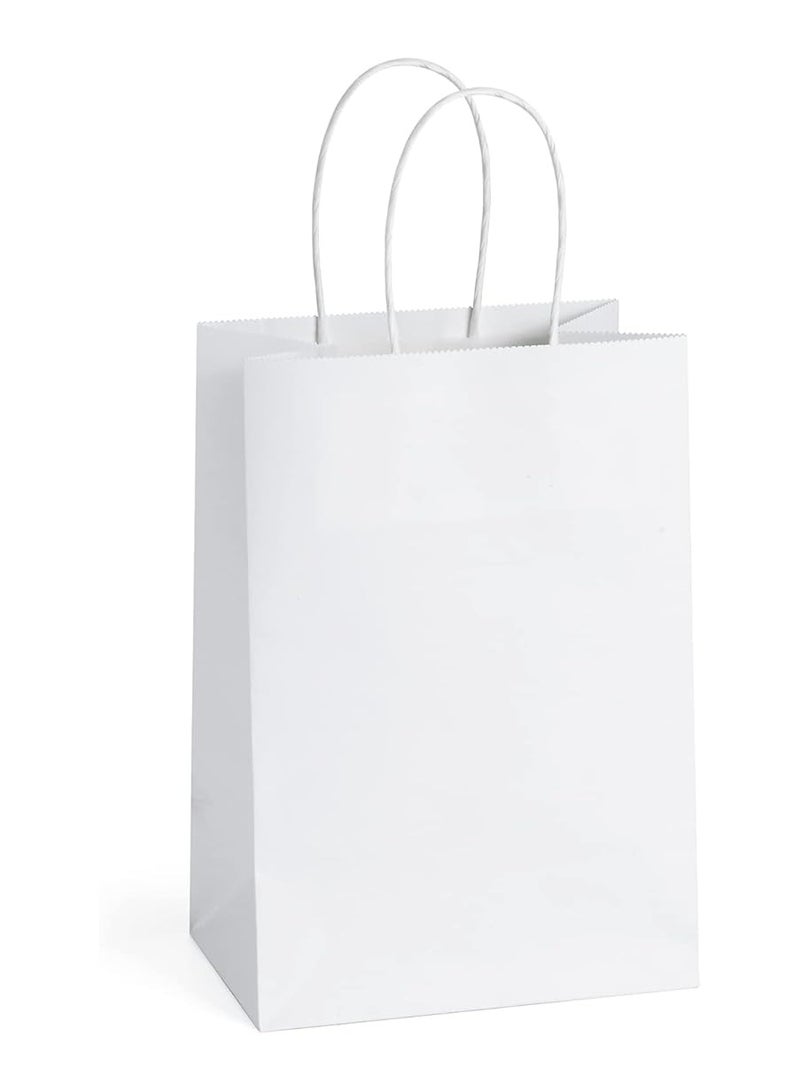 [24 bags] Kraft paper bag with handle, 13x7x14.5cm white gift bag, used for birthday parties, weddings, merchandise, candies, baby showers. - Image 2