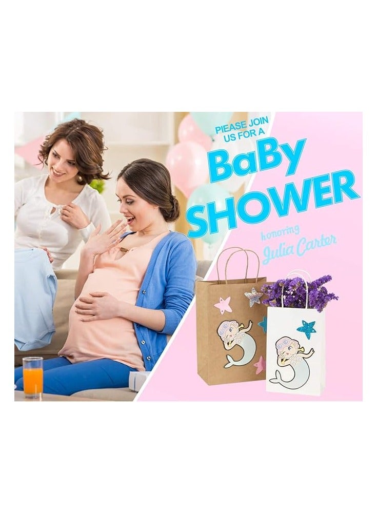 [24 bags] Kraft paper bag with handle, 13x7x14.5cm white gift bag, used for birthday parties, weddings, merchandise, candies, baby showers. - Image 4