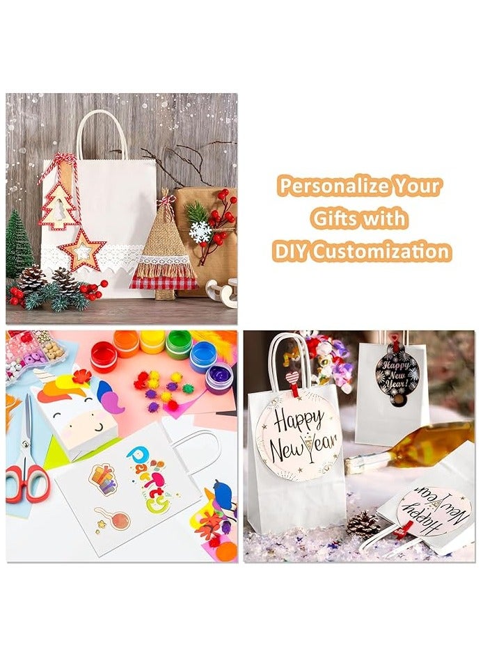 [24 bags] Kraft paper bag with handle, 13x7x14.5cm white gift bag, used for birthday parties, weddings, merchandise, candies, baby showers. - Image 3