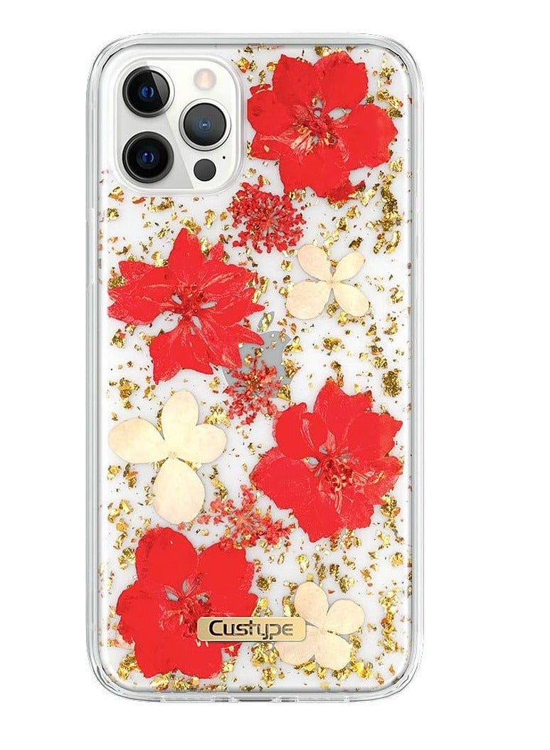 IAF X-fitted iPhone 11 Case, iPhone 11 Glitter Clear Bumper Case Dried Flower Case Bling Case Girly Protective Slim cover Compatible with iPhone 11 6.1", RED  - Image 1