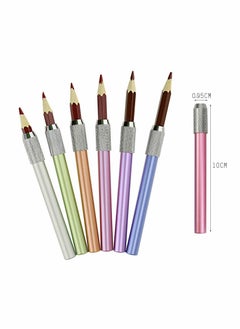 Y&D Aluminum Pencil Lengthener, Assorted Colors Extender Holder for Colored Pencils in Regular Size, School Art Writing (6 Pcs)  - Image 1