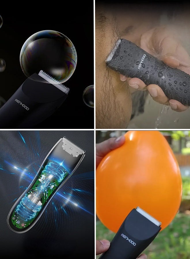 MENHOOD Waterproof Cordless Grooming Trimmer 1.0 & Intimate Wash for Men 150ML | Complete Male Grooming Kit | Full Body & Beard Trimmer with 150 Min Runtime | Rechargeable Electric Groomer & Shaver | Tea Tree & Neem Oil Foaming Wash | Anti-Fungal, pH Balanced, Skin Brightening & Long-Lasting Freshness - Image 3