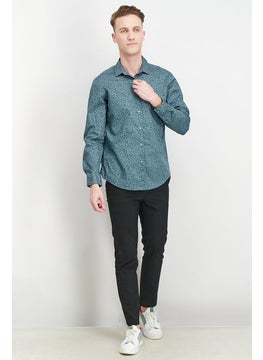 INC Men Regular Fit Pointed Collar Long Sleeve  Floral Ditsy Print Casual Shirt, Blue  - Image 3