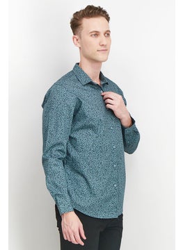 INC Men Regular Fit Pointed Collar Long Sleeve  Floral Ditsy Print Casual Shirt, Blue  - Image 2