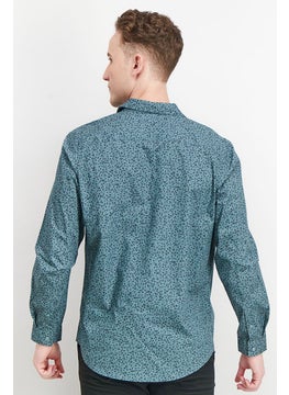 INC Men Regular Fit Pointed Collar Long Sleeve  Floral Ditsy Print Casual Shirt, Blue  - Image 4