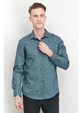 INC Men Regular Fit Pointed Collar Long Sleeve  Floral Ditsy Print Casual Shirt, Blue  - Image 1