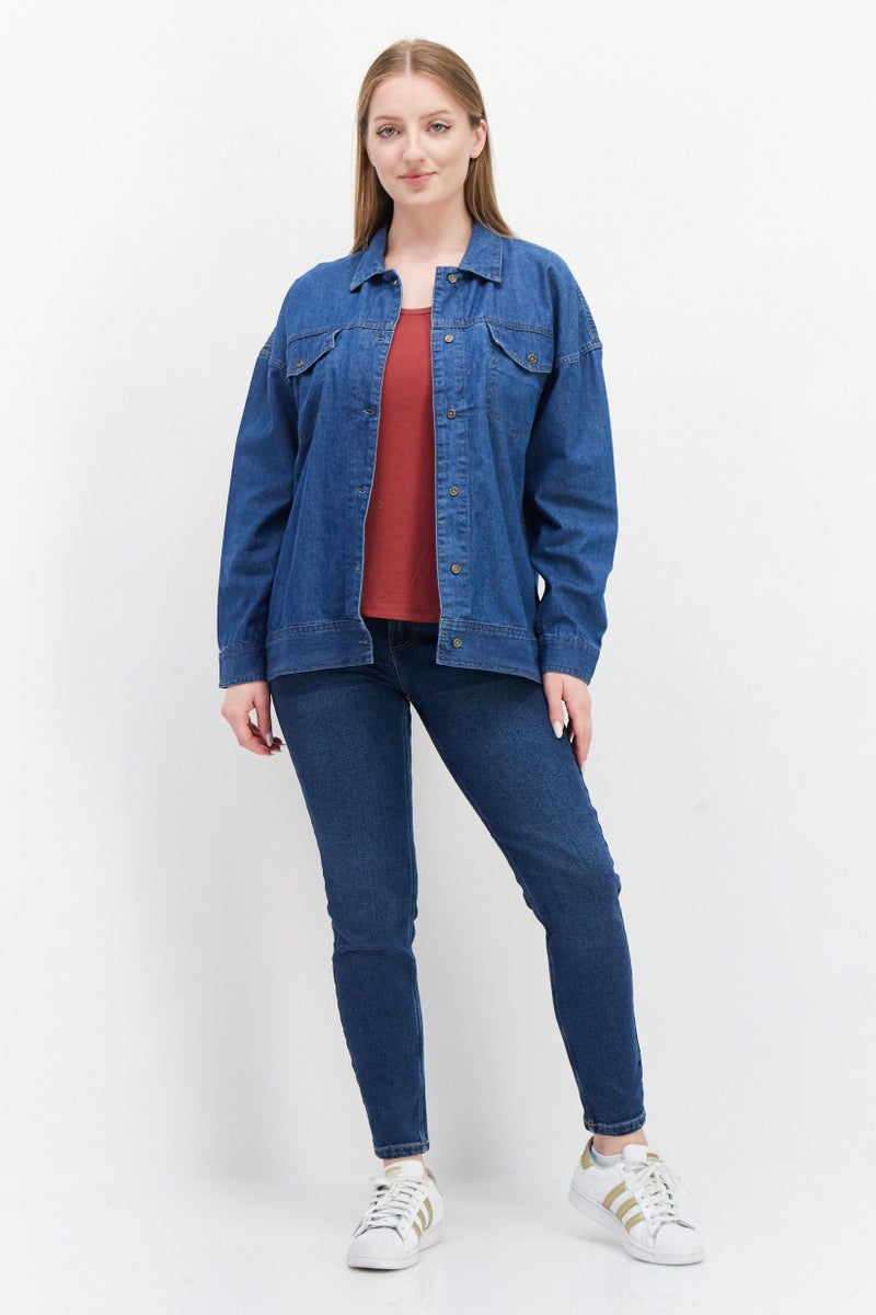 Looney Tunes Women Graphic Print Denim Jacket, Blue - Image 4