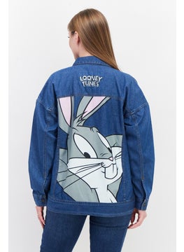 Looney Tunes Women Graphic Print Denim Jacket, Blue  - Image 3