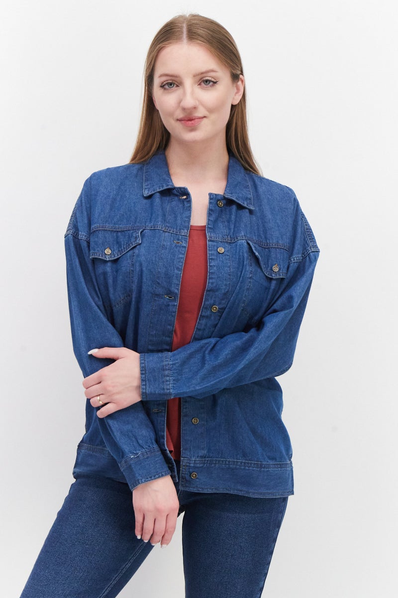 Looney Tunes Women Graphic Print Denim Jacket, Blue - Image 1