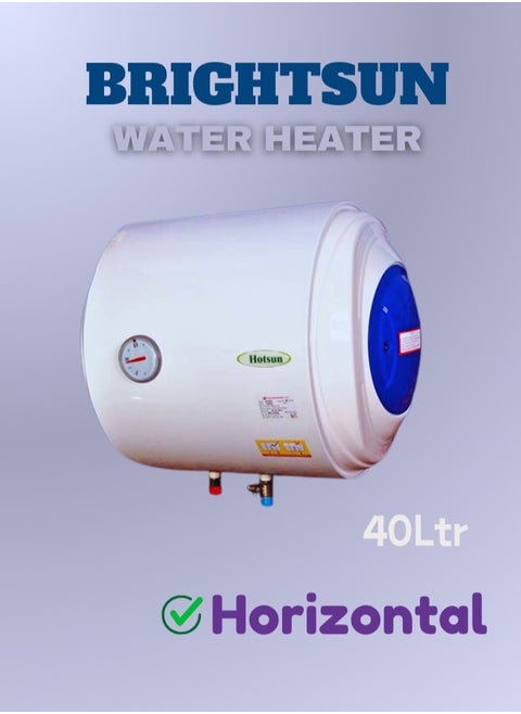 Brightsun 40L Storage Water Heater - Horizontal Mount, 1200W, Overheat & Rust Protection, Multiple Safety Systems