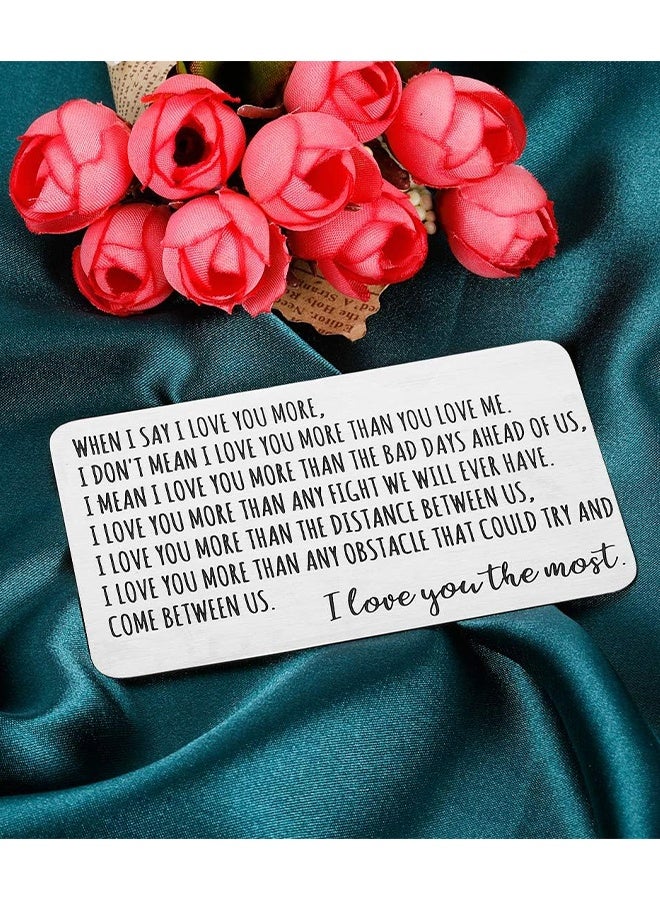 2Pcs Wallet Insert Card Anniversary Gifts For Men Husband From Wife Girlfriend Boyfriend Birthday Gifts Metal Mini Love Note Wedding Gifts For Groom Bride Him Her Deployment Gifts(Silver) - Image 4