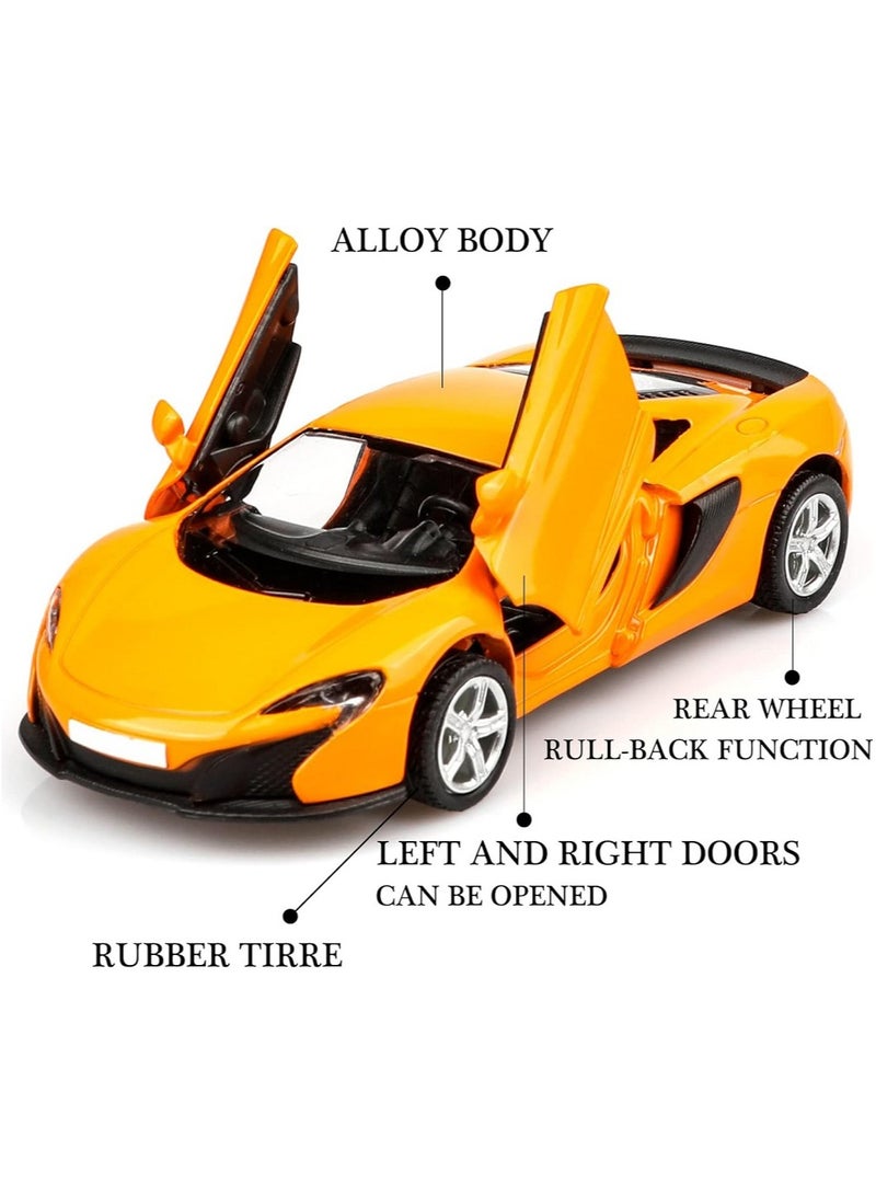 HALAMODO 1:36 Alloy Sports Car Model , Pull-Back Toy With Opening Doors , Collector's Decor , Model Car for Kids Boy Girl Gift Orange ,13cm*5.2 cm*3.5 cm - Image 3