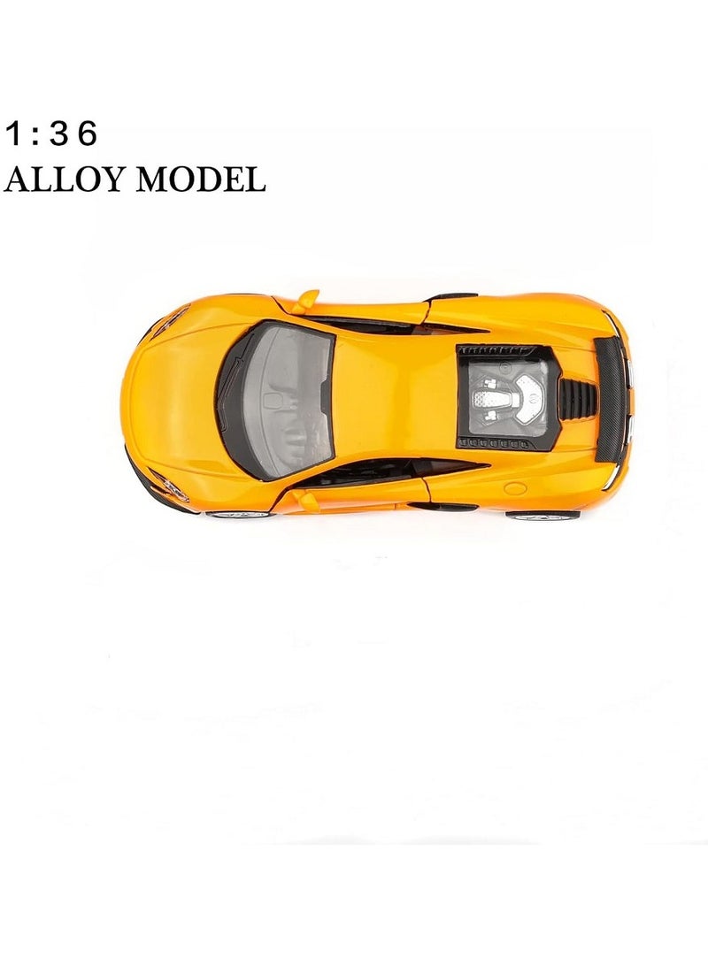 HALAMODO 1:36 Alloy Sports Car Model , Pull-Back Toy With Opening Doors , Collector's Decor , Model Car for Kids Boy Girl Gift Orange ,13cm*5.2 cm*3.5 cm - Image 2