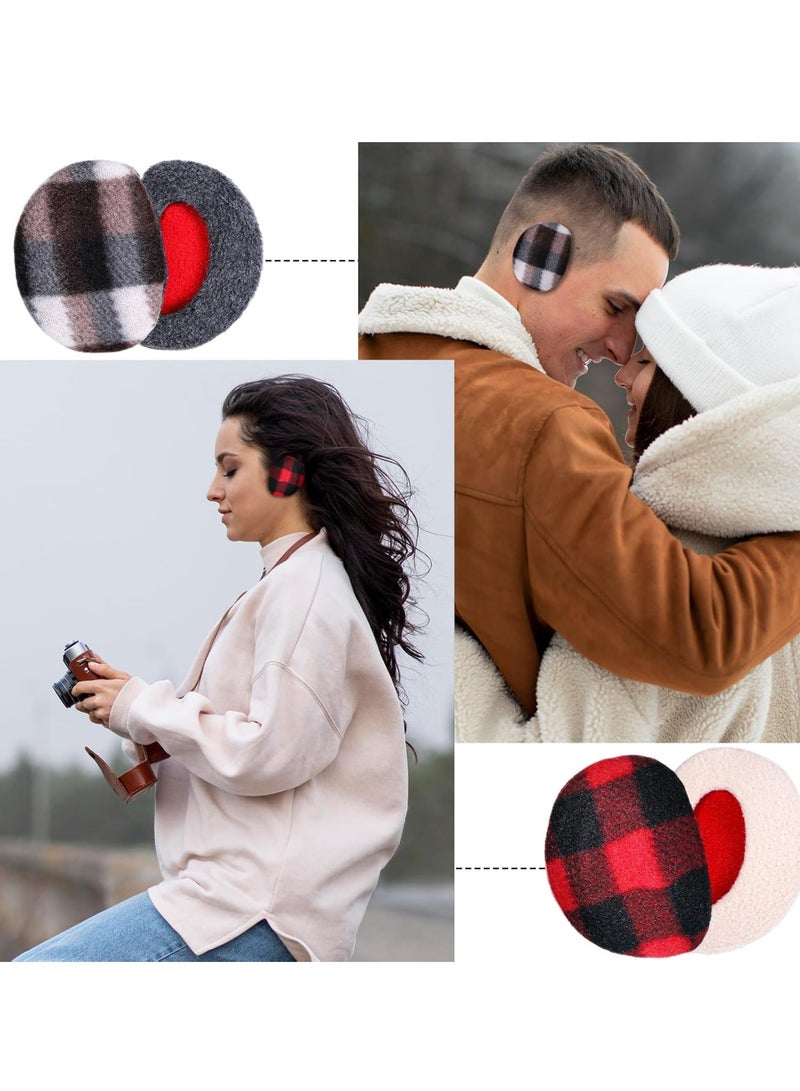 2 Pairs of Bandless Earmuffs, Fleece Winter Ear Warmers for Men & Women, Cold Weather Ear Protection for Outdoor Activities