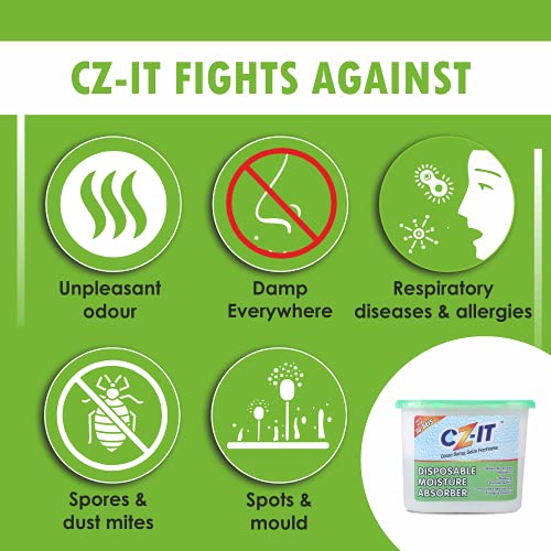 CZ-IT Disposable Moisture Absorber Dehumidifier, Green, 1800 g, Pack of 6 - Image 3