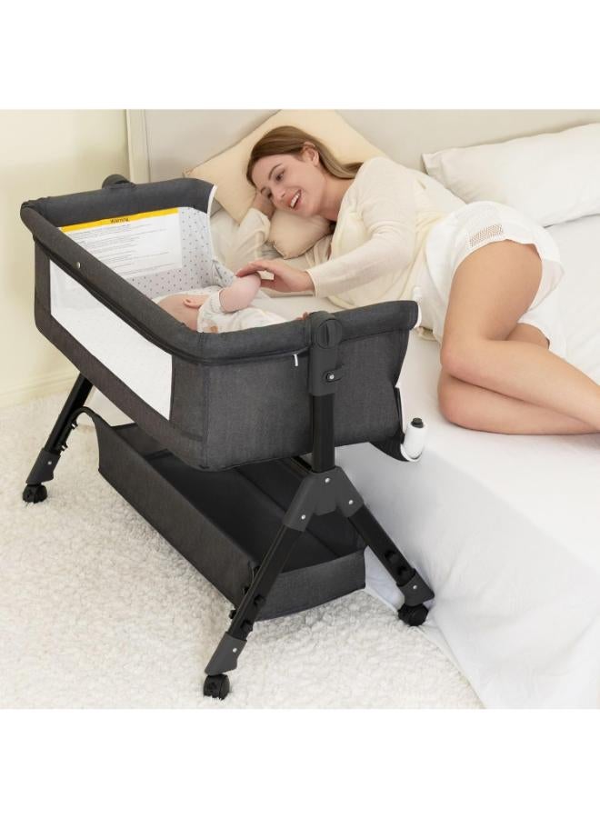 سرير أطفال محمول 3 في 1 من بي سي أو إل مع ناموسية - رمادي داكن - Image 3