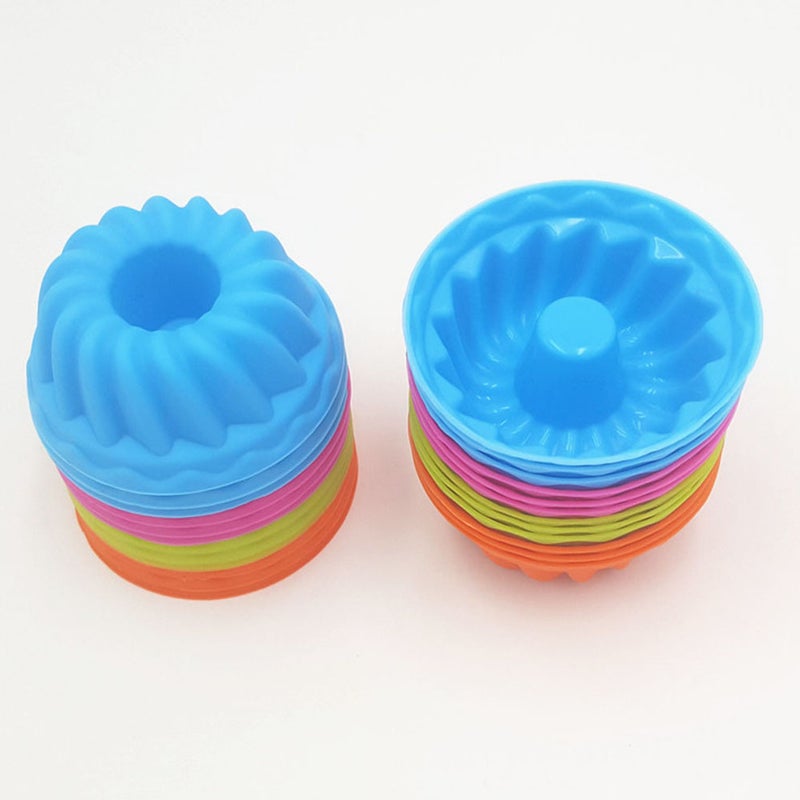 Pcs Thread Shape Silicone Reusable Baking Cake Molds Jelly Mould Cupcake Maker Muffin Cup ( /Green/Orange/ )) - Image 1