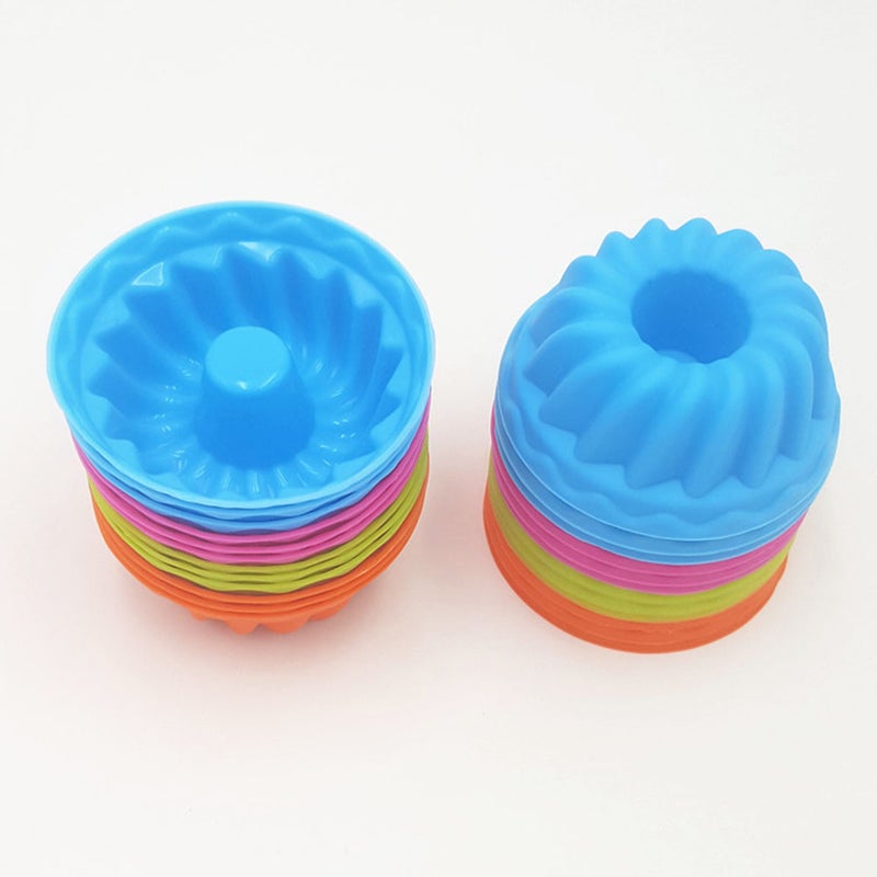 Pcs Thread Shape Silicone Reusable Baking Cake Molds Jelly Mould Cupcake Maker Muffin Cup ( /Green/Orange/ )) - Image 5