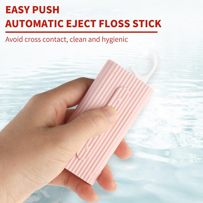 WLLHYF Portable Dental Floss Case Automatic Dental Floss Pick Organizer Case Travel Flosser Dispenser Storage Case Refillable Holder Boxes with 10 Floss Picks for Teeth Cleaning (Pink) - Image 4