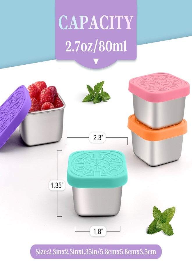 Qukaka 6x2.7 Oz Salad Dressing Container to Go,Handy Leakproof Stainless Steel Meal Prep Containers Reusable,Sauce Containers for Lunch Box, Picnics, Travel, Office and Kitchen Storage-Square - Image 2