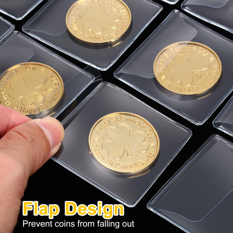Fainne 50 Pcs Single Pocket Coin Sleeves Collector Individual Clear Plastic Sleeves Holder Small Plastic Coin Holder Pouch Single Protector for Jewelry Storage(2.2 Inches,Square) - Image 3