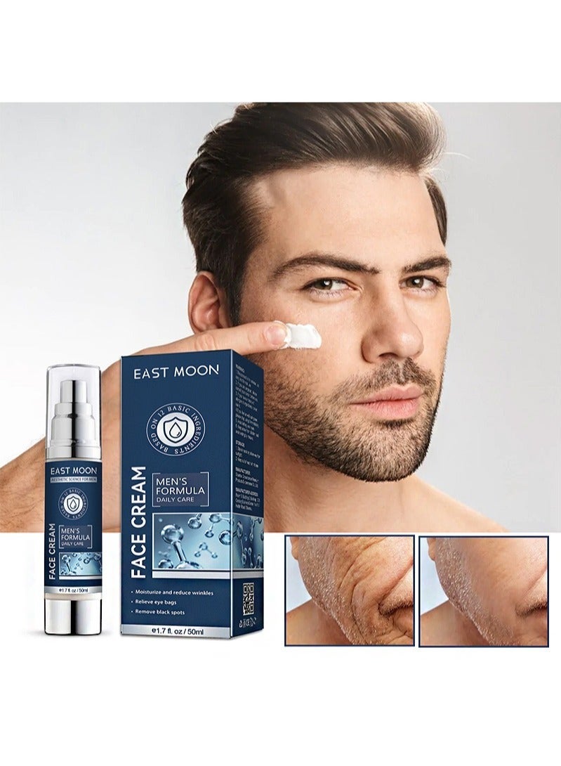 East Moon Men's Face Cream, 6 in 1 Men's Face Moisturizer (50ml), Men's Eye Bag Treatment & Face Lotion, Men's Anti-Aging, Anti-Wrinkle & Dark Spots Men's Face Cream - Image 3