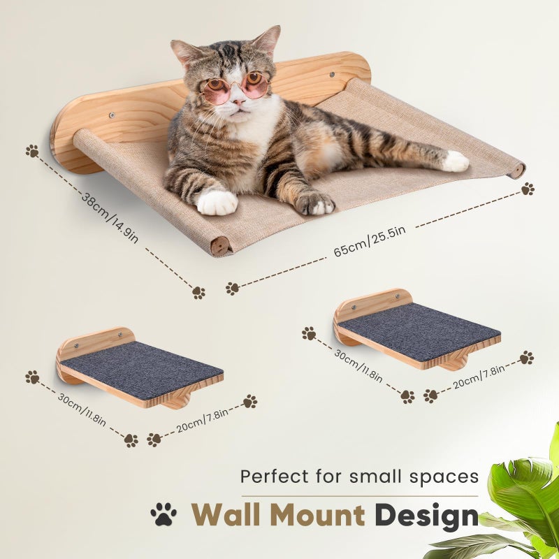 Climbing Wall For Cats Load Capacity 15 Kg 30 X 20 Cm Removable Cat Hammock Cat Tree Wall With 2 Stairs For Cats 3 Pieces - Image 2