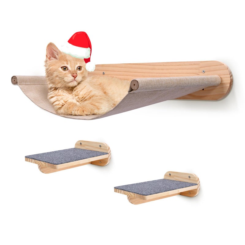 Climbing Wall For Cats Load Capacity 15 Kg 30 X 20 Cm Removable Cat Hammock Cat Tree Wall With 2 Stairs For Cats 3 Pieces - Image 1