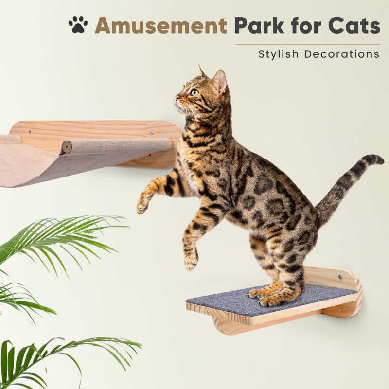 Climbing Wall For Cats Load Capacity 15 Kg 30 X 20 Cm Removable Cat Hammock Cat Tree Wall With 2 Stairs For Cats 3 Pieces - Image 4