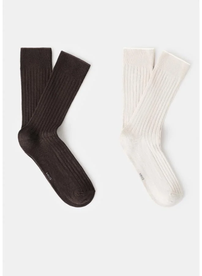 Pack of 2 ribbed cotton socks