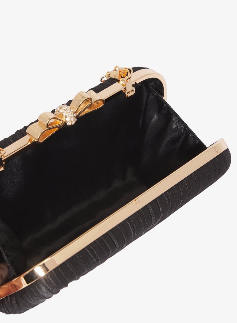 Ella Limited Edition Textured Clutch With Gold Accent Bow Detail - Image 5