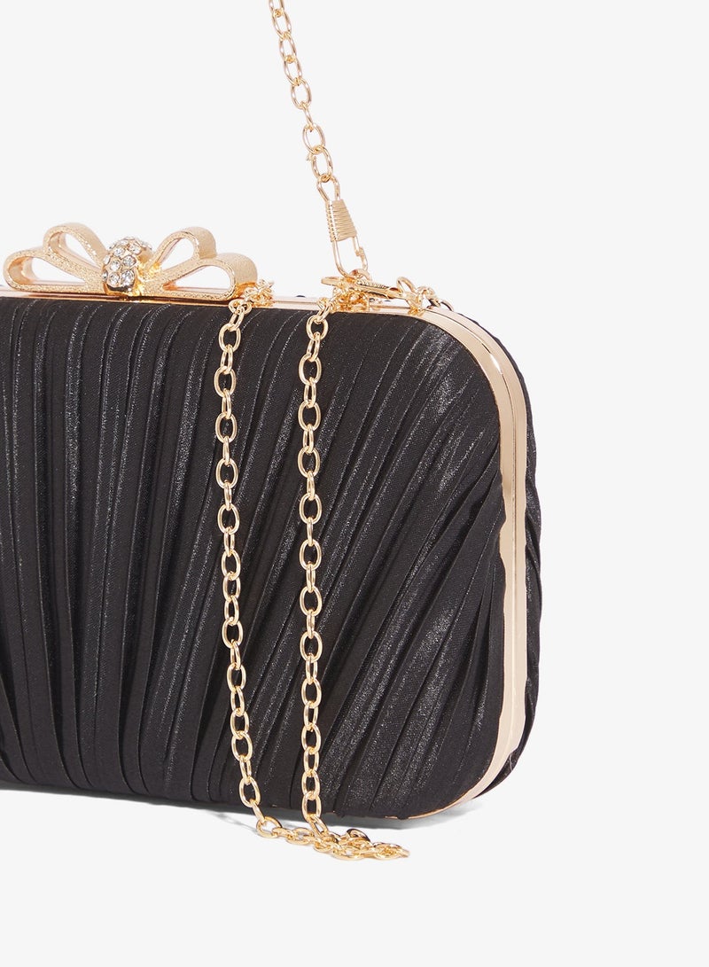 Ella Limited Edition Textured Clutch With Gold Accent Bow Detail - Image 4
