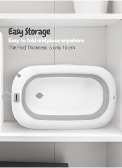 BAYBEE Foldable Baby Bath Tub With Anti-Skid Base, Temperature Sensing Water Plug And Wall Mountable Bathtub For Baby 0-3 Years Boy Girl Grey  - Image 5