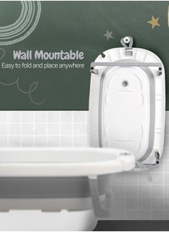BAYBEE Foldable Baby Bath Tub With Anti-Skid Base, Temperature Sensing Water Plug And Wall Mountable Bathtub For Baby 0-3 Years Boy Girl Grey  - Image 4