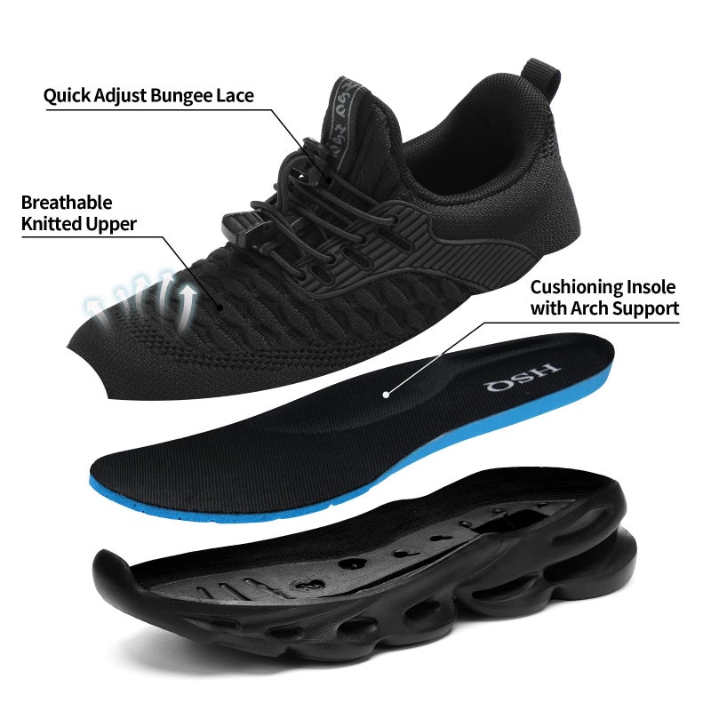 HSQ Boys Girls Kids Shoes Breathable Girls Tennis Shoes Lightweight Boys Sneakers Toddler Sneakers All Black Size 2 - Image 5