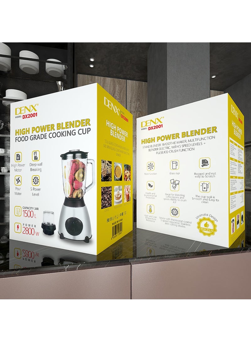 Denx High Power Electric Blender with Grain Grinder 2800W-1.5L - Image 3