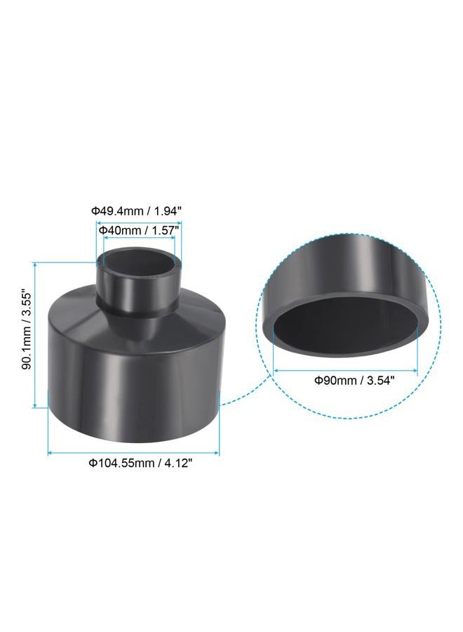PATIKIL موصل أنبوب تقليل PVC 3.5x1.6 بوصة، محول موصل مستقيم، رمادي - Image 2