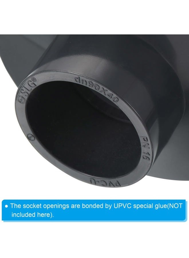 PATIKIL موصل أنبوب تقليل PVC 3.5x1.6 بوصة، محول موصل مستقيم، رمادي - Image 5