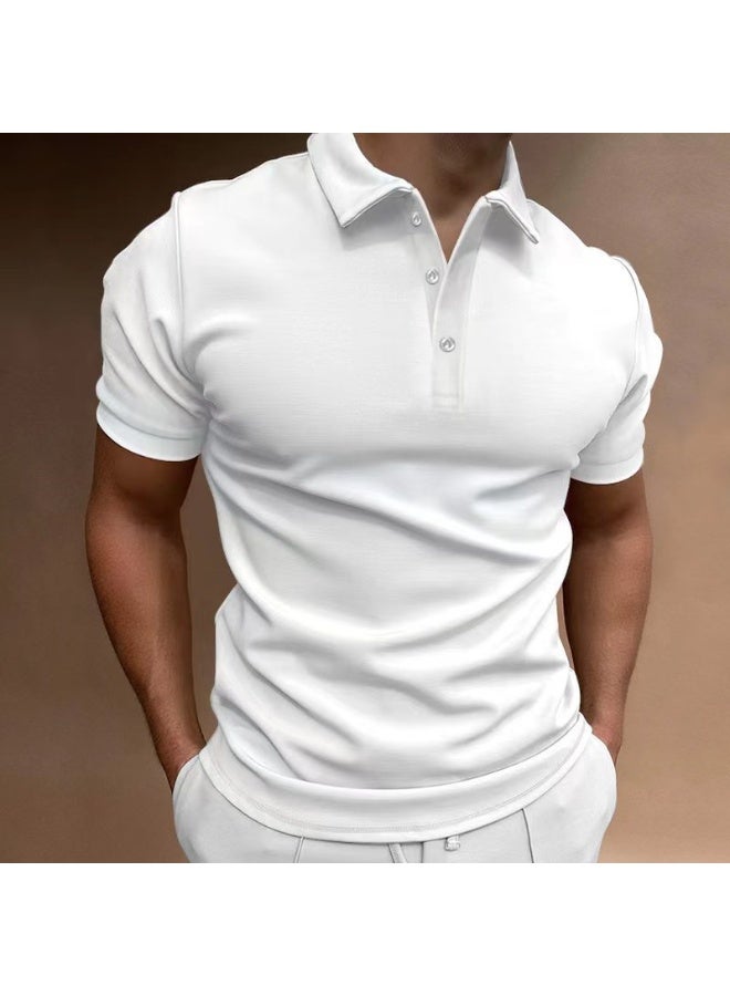 Spring Men's POLO Shirt Short Sleeve Solid Color Fashion Breathable Leisure  Simple High-Quality Top T-Shirt - Image 1
