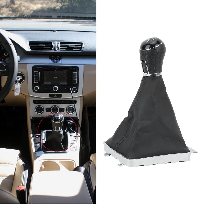 Gear Shift Knob Boot Kit, Manual Transmission, 5 Speed, Black Leather - Durable Materials, Protection, Easy Installation for B6 2005-2010 (5 Speed) - Image 3